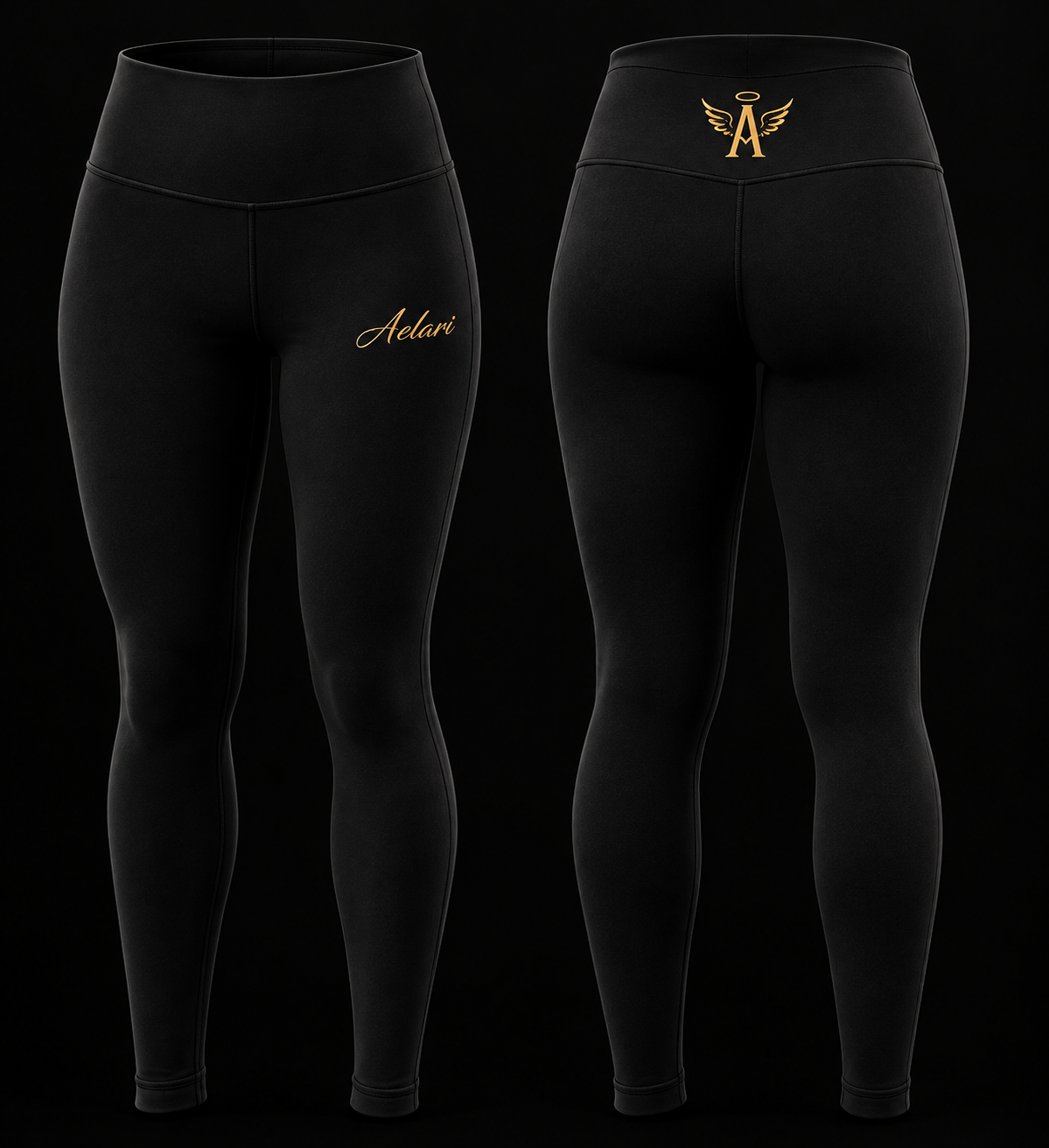 Black & Gold Women’s Tights Fitness Apparel