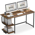 Reversible Computer Desk for Small Spaces with Shelves,Gaming Desk Office Desk for Home Office (47In, Dark Teak)