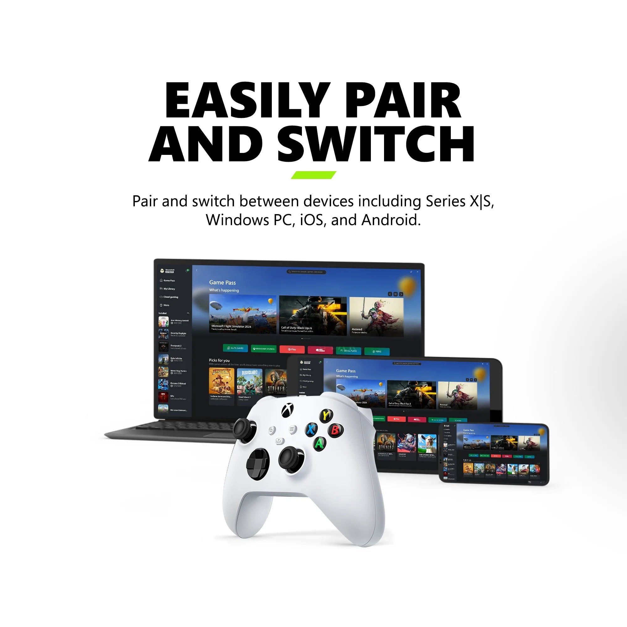 Microsoft  Wireless Controller - Robot White – for  Series X|S,  One, Pcs, and Cloud-Enabled Devices