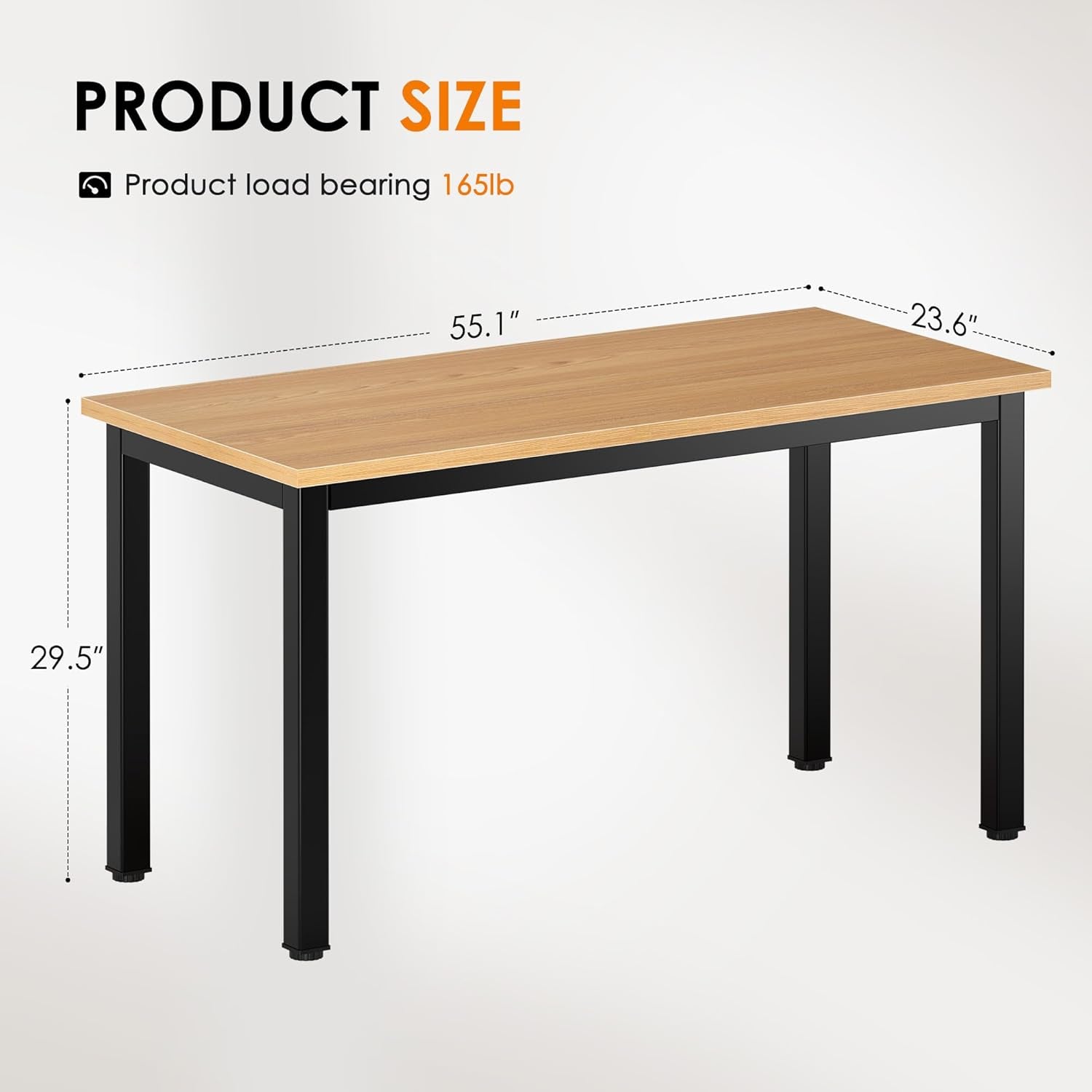 Computer Desk Home Office Table Writing Desk Study Table Gaming Desk Workstation (55 Inch, Wood Teak)