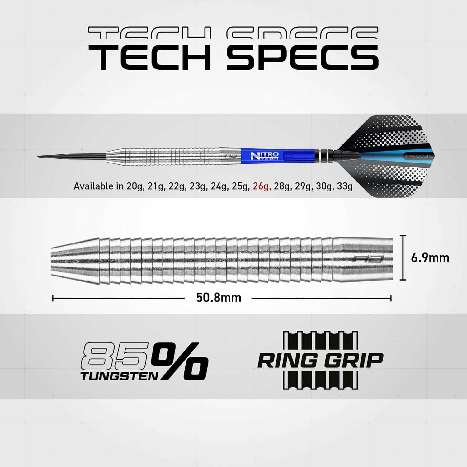 Razor Edge Original 26G Tungsten Darts with Flights and Stems