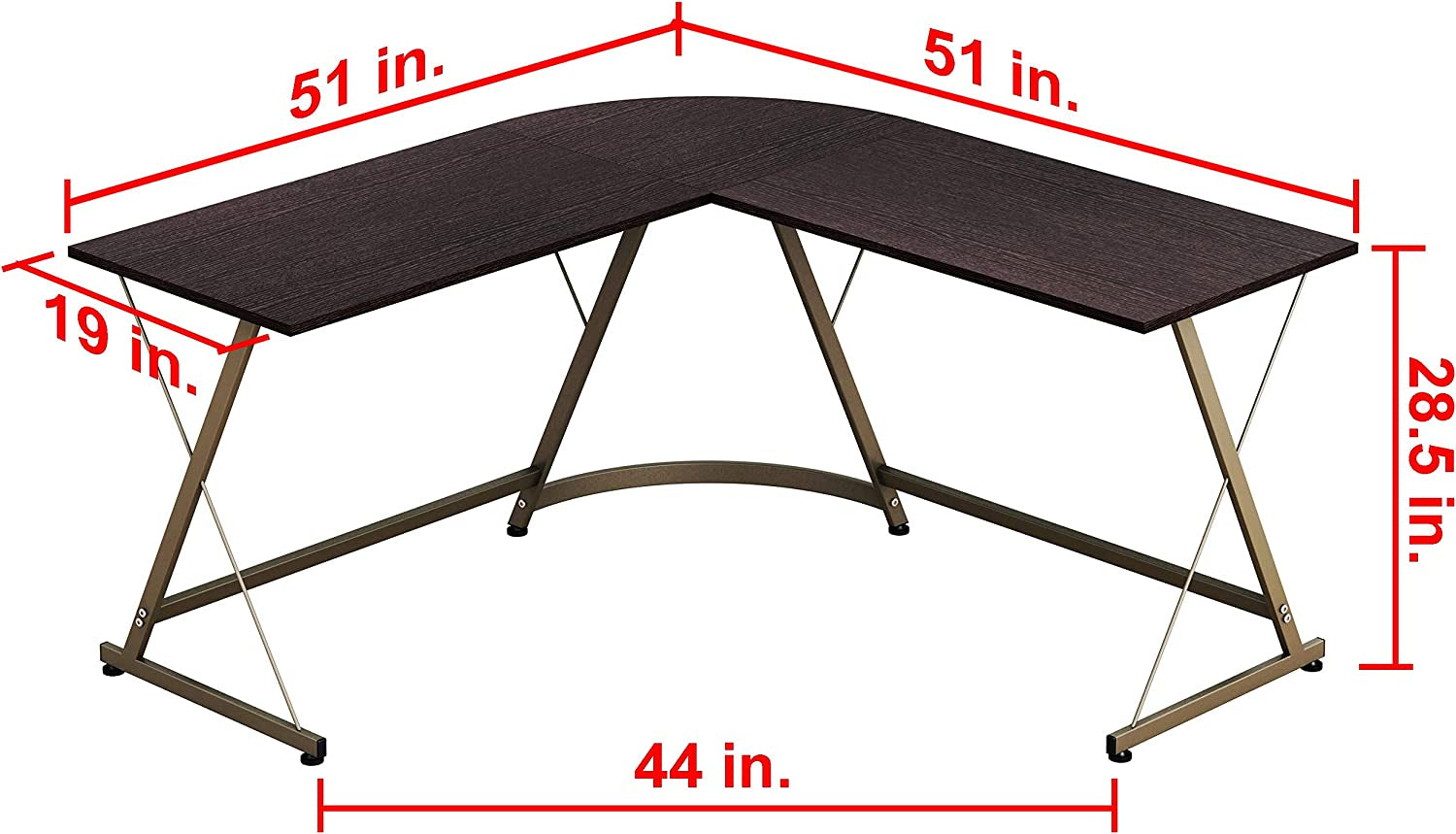 L-Shaped Computer Gaming Desk, Espresso