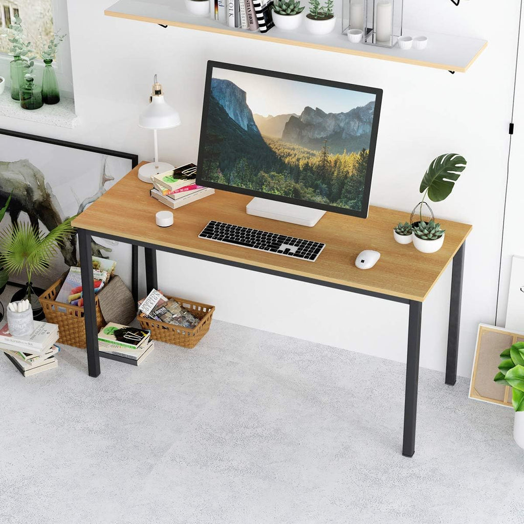 Computer Desk Home Office Table Writing Desk Study Table Gaming Desk Workstation (55 Inch, Wood Teak)