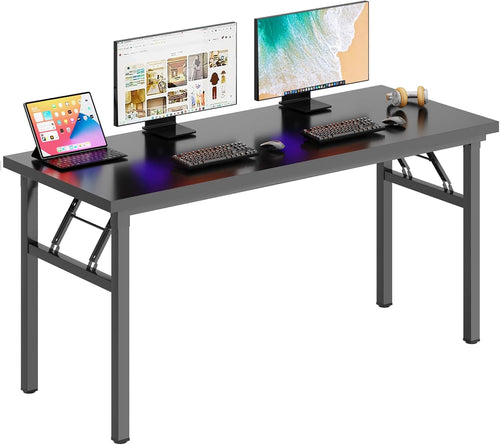 Computer Desk 62 Inches Office Desk Computer Table Study Writing Desk Workstation for Home Office Metal Frame Black and Black