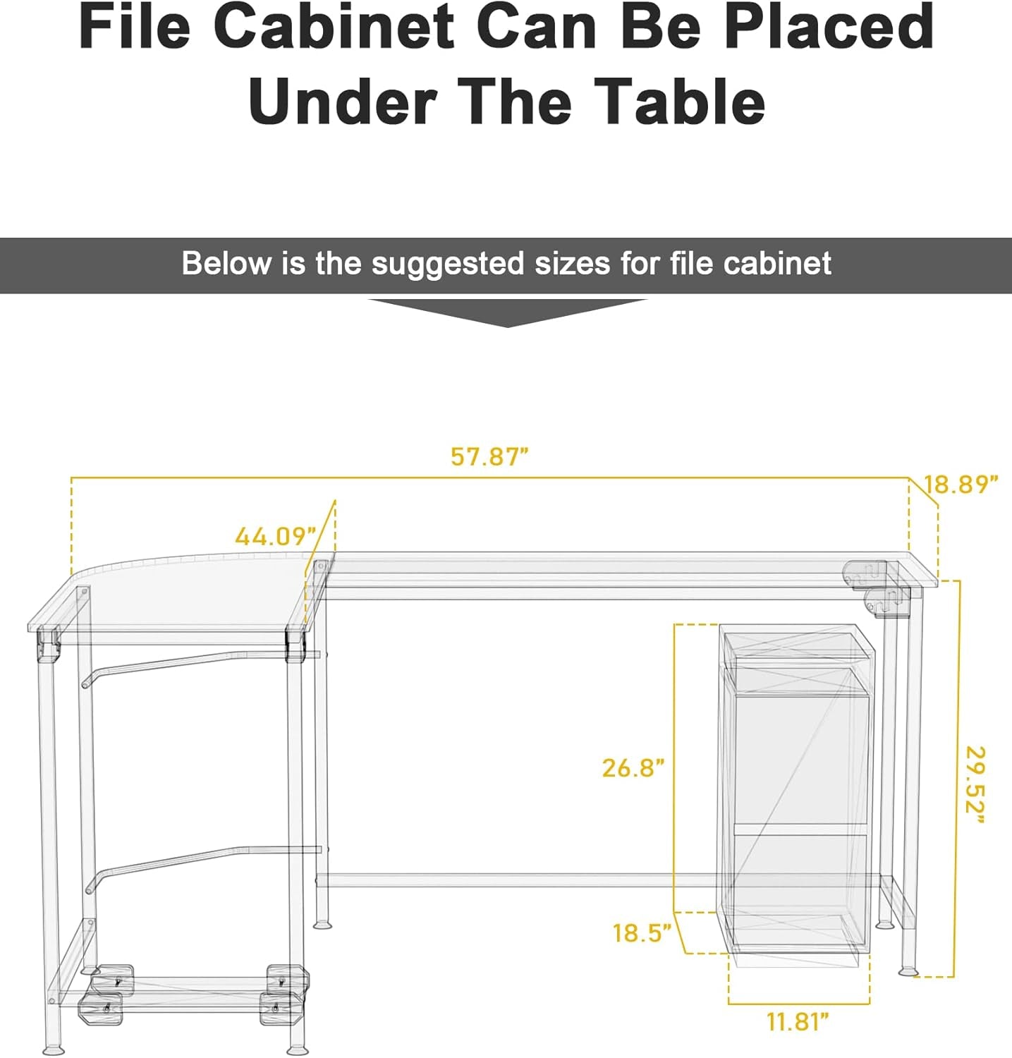 Modern L-Shaped Desk 58'' Corner Computer Desk Home Office Study Workstation Wood & Steel PC Laptop Gaming Table